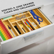 HOMESTEAD Drawer Organizer Kitchen Utensils - Silverware Drawer Organizer Tray, Bamboo Drawer Dividers Expandable for Kitchen, Bedroom, Office and Cosmetics 8-10 Compartments